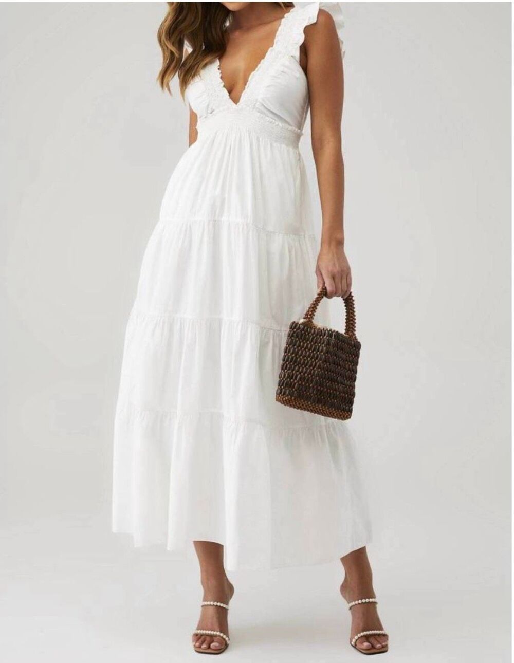 LoveShackFancy Arnene Midi Dress S White - Picture 5 of 12